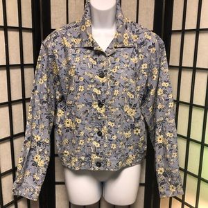 💜3/$15 SALE💜TALBOTS FLORAL LINEN/COTTON SPRING JACKET